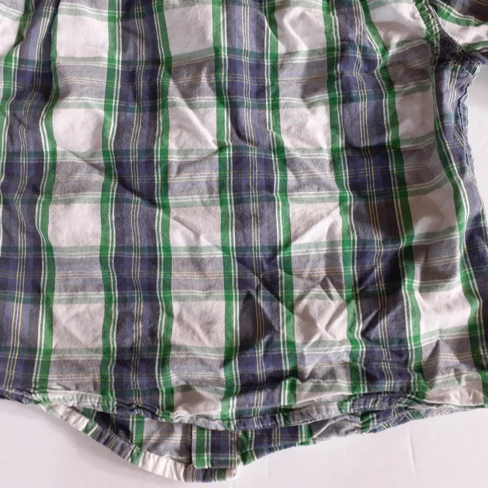 Oshkosh Boys Shirt Button Down Blue Green Plaid Long Sleeve Size 3T